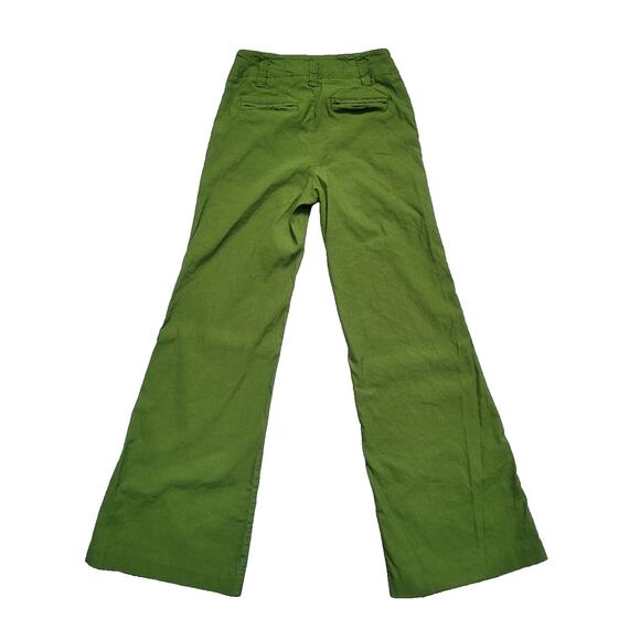 Maeve by Anthropologie Naomi Wide Leg Flare Linen Blend Pants Size 6 Green Retro - Picture 3 of 10